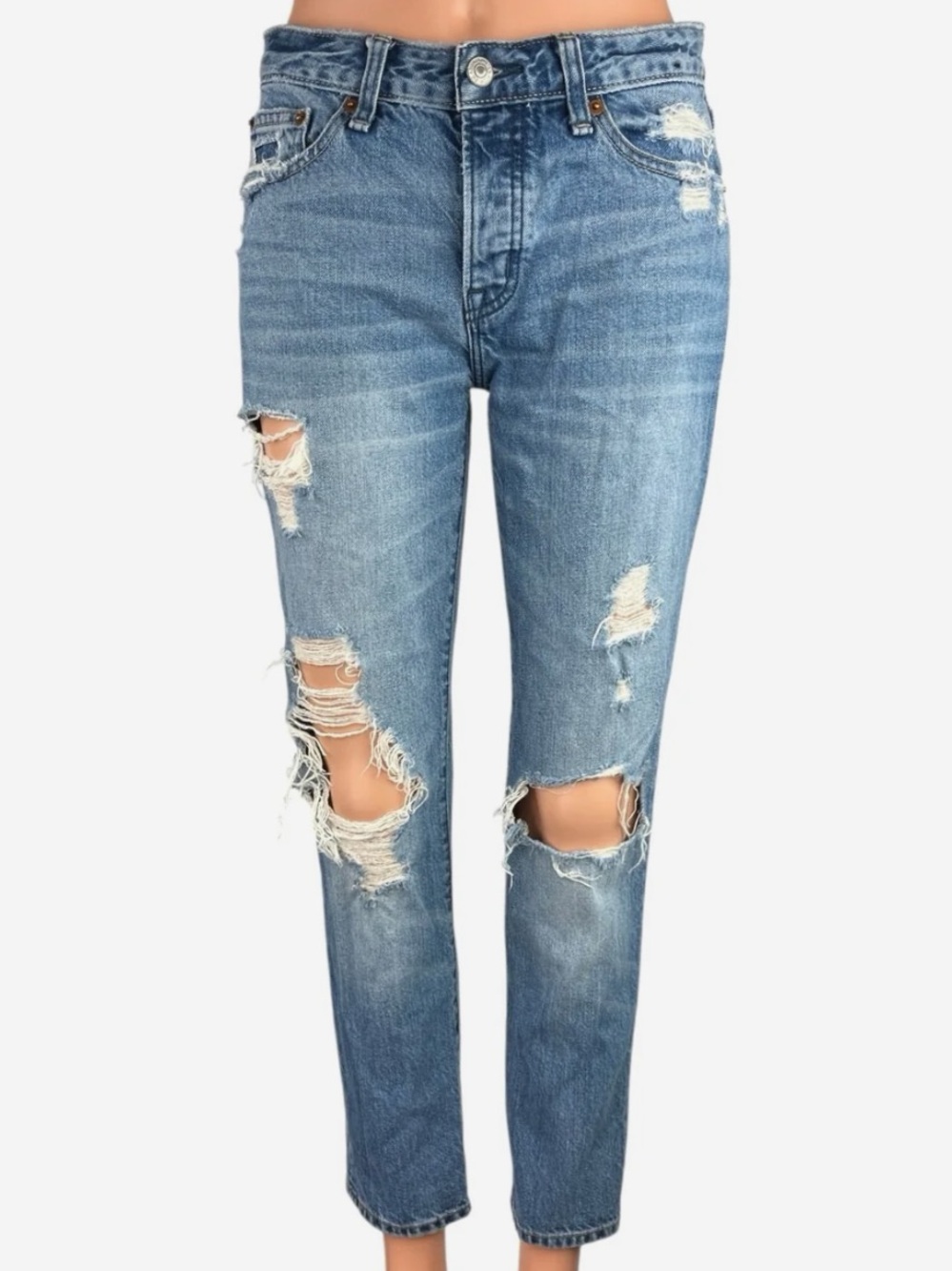 Abercrombie & Fitch size 24- Distressed Skinny-Ames low rise slim boyfriend